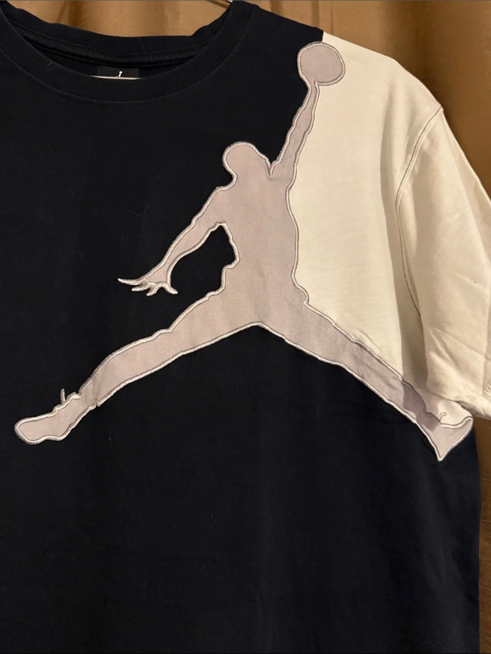 Jordan Black Tee with Cream Shoulder and Jumpman Graphic